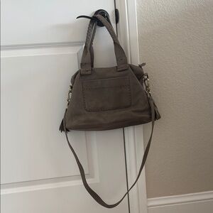 Carla Mancini Taupe Braided-Handle Women’s Shoulder Bag